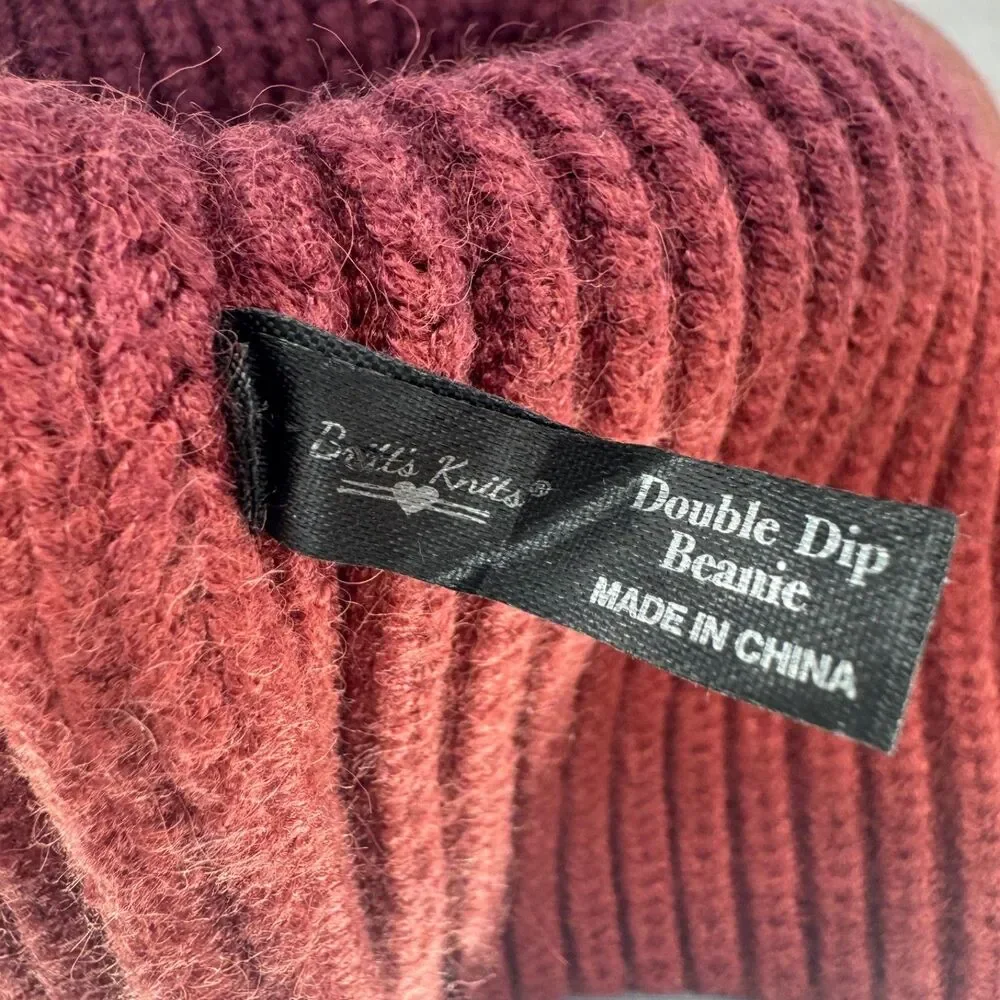 Britt's Knits Double Dip Beanie Rust One Size Hat Ski Cap - Picture 7 of 8